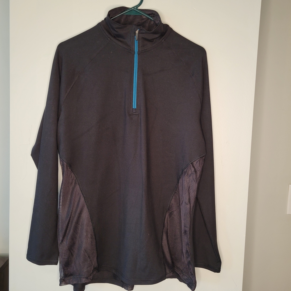 Avia Black Quarter Zip Pullover Women’s M Athletic Top Stretch Activewear